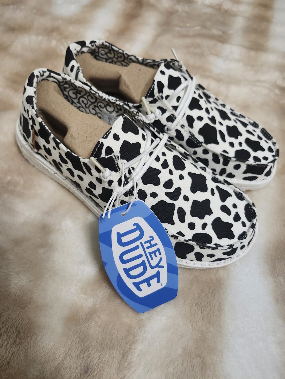 NWT Hey Dude Wendy Milky Way Cow Print Shoes